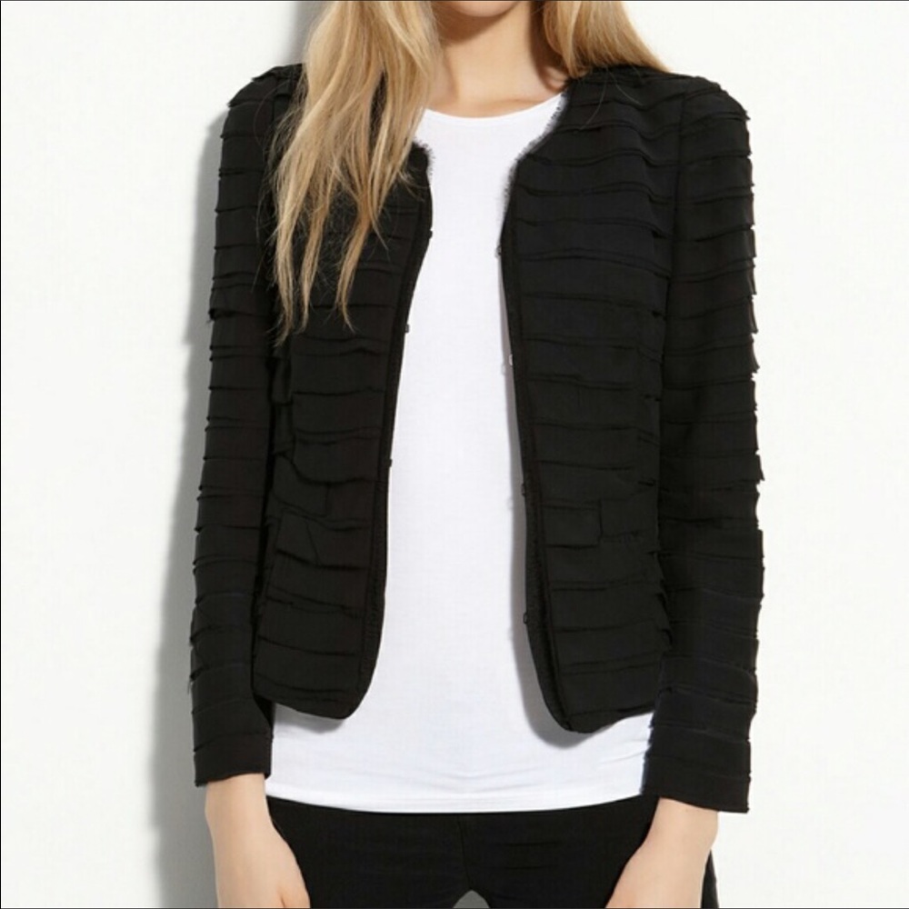 Unique McGinn "Rachel" tiered chiffon jacket