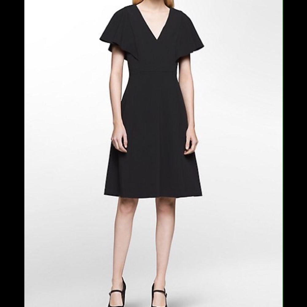 NWT CALVIN KLEIN Flutter Sleeve FIT&FLARE Dress.