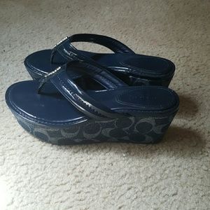 Coach Nella patent wedge sandals