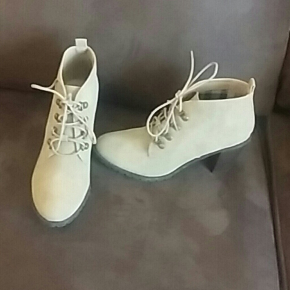 Tan suede ankle boots with laces