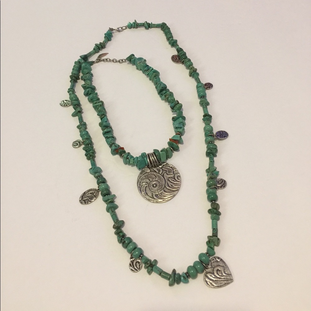 Coldwater Creek Turquoise Necklaces with metal trim