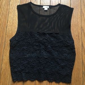 Black crop top from Garage.