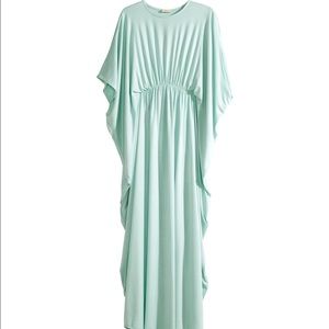 H&M mint green aqua maxi caftan tunic size 4