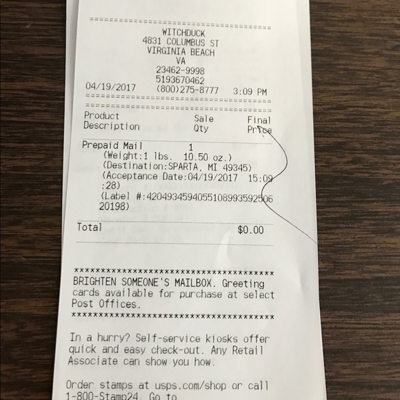 Proof of shipping!! - Picture 2 of 4