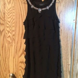 Black ruffle sleeveless dress