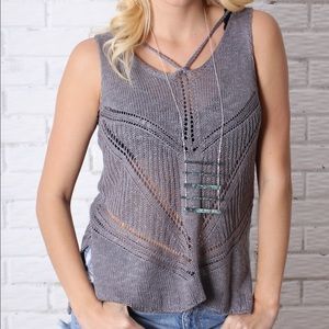 Going Grey - Strappy Detail Knit Top