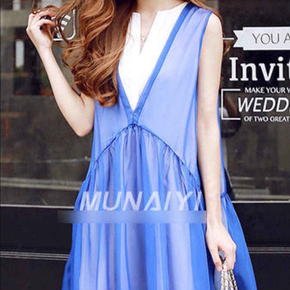 New Chiffon Two-Tone Sleeveless Dress