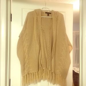 Tan open front poncho