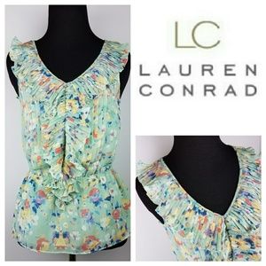 LC Lauren Conrad Floral V-Neck Blouse Front Detail