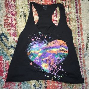 Black tank with splatter heart