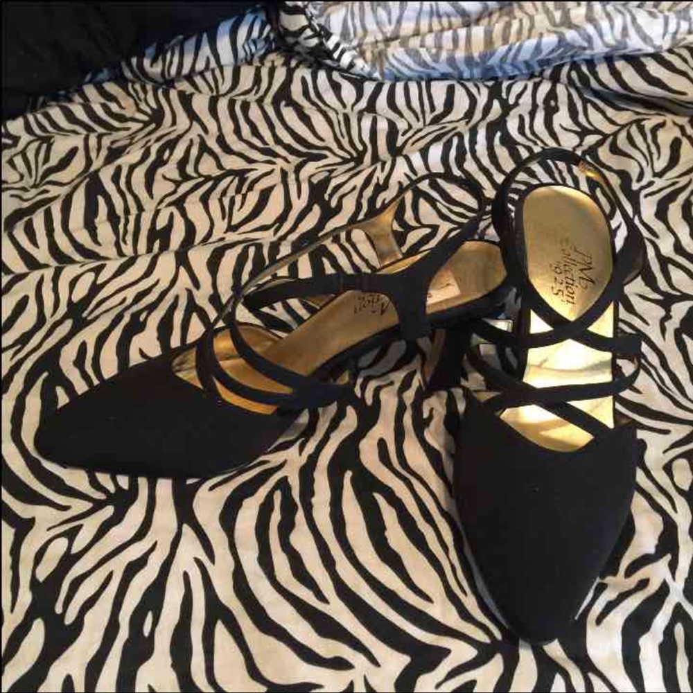 Black criss cross heels