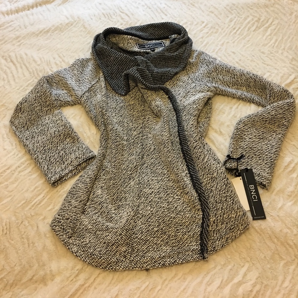 Nordstrom BMCI Grey Tweed Motorcycle Sweater