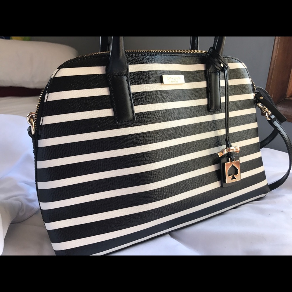 Kate Spade black and white striped purse