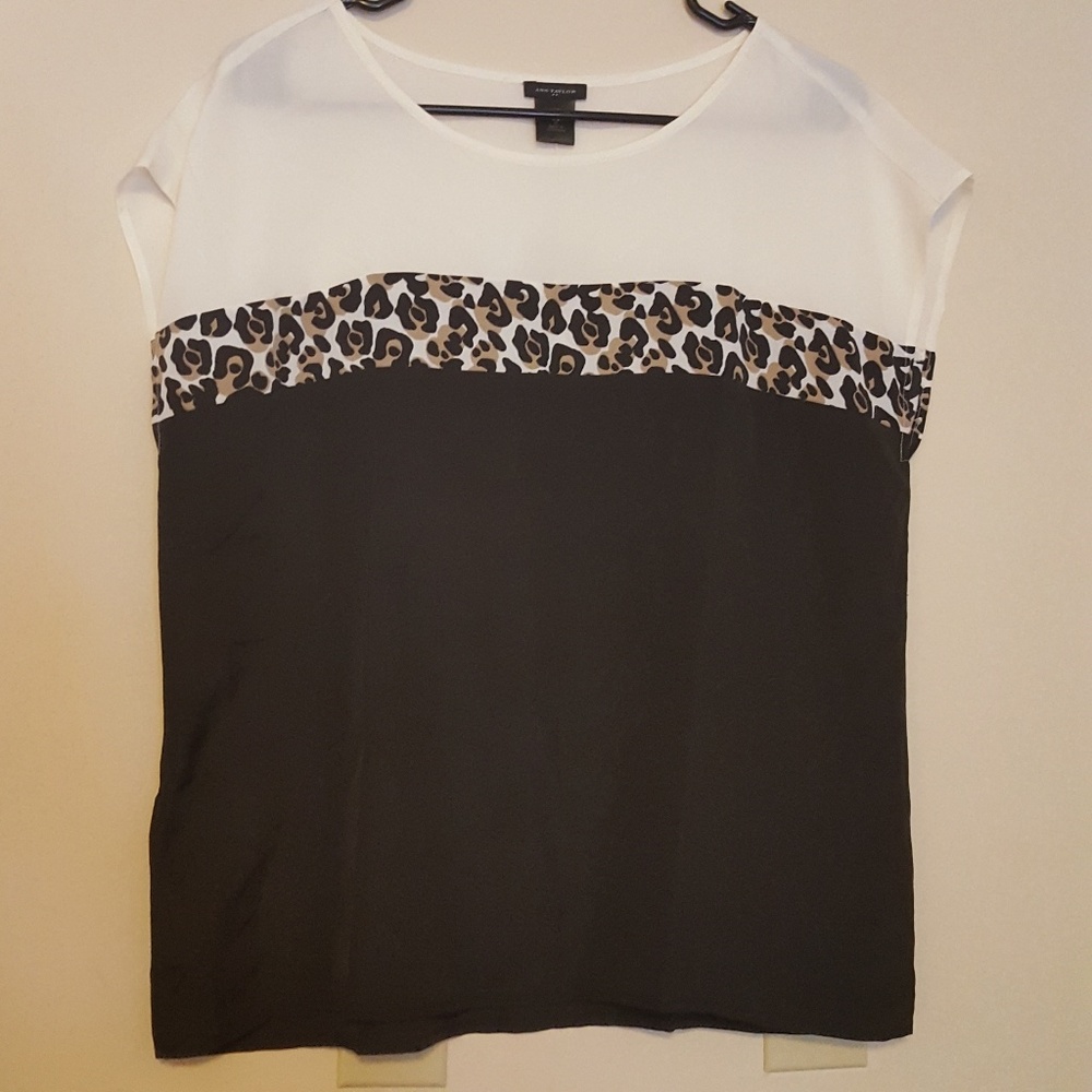 Ann Taylor medium top blouse with leopard print