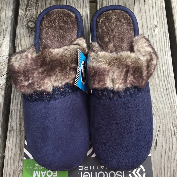 Isotoner Navy Open-Back Slippers! NEW! - Picture 2 of 8