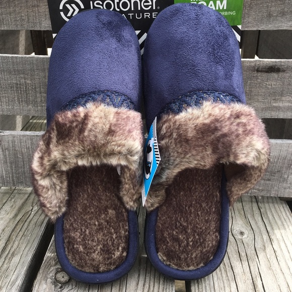 Isotoner Navy Open-Back Slippers! NEW! - Picture 5 of 8