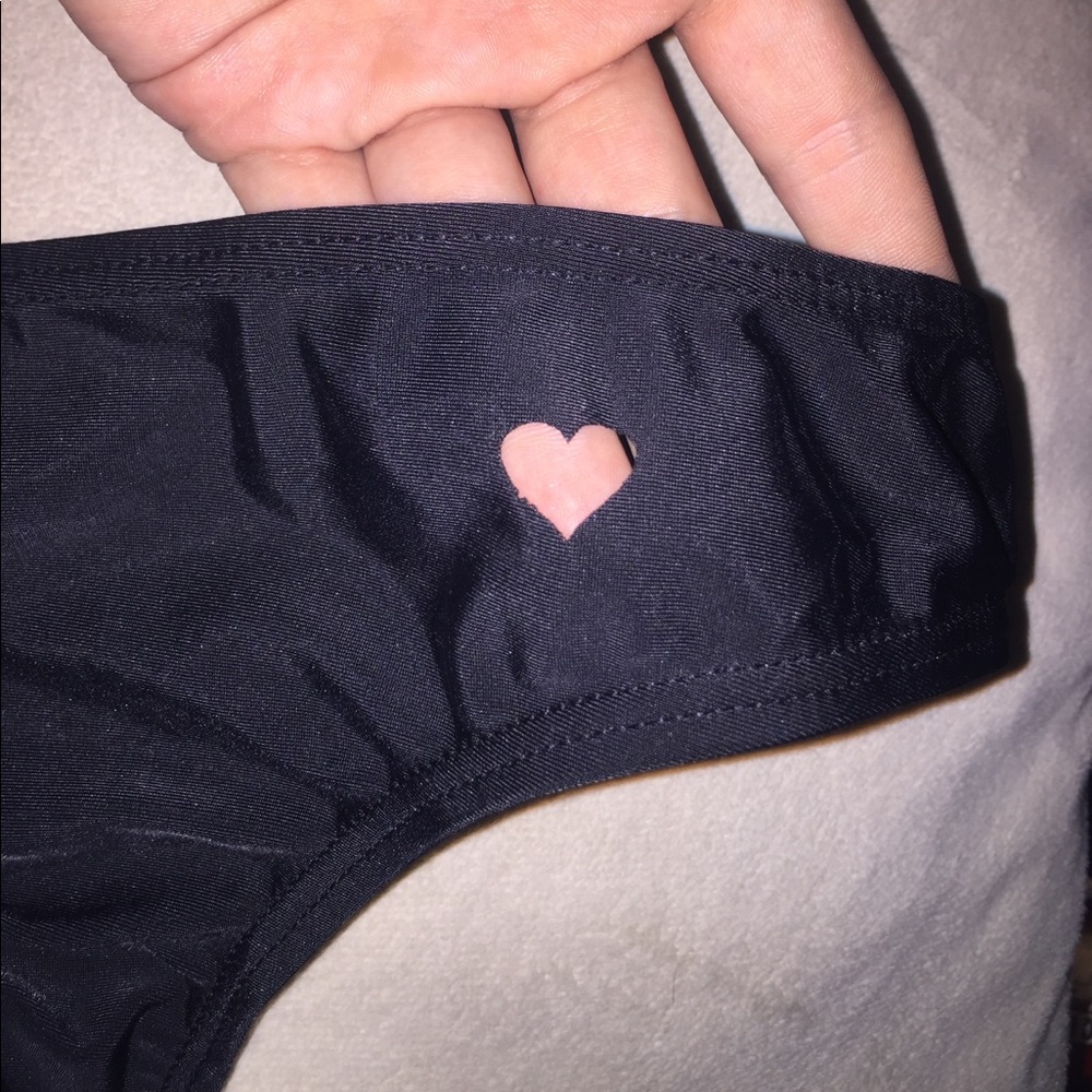 Black heart cutout bikini bottoms