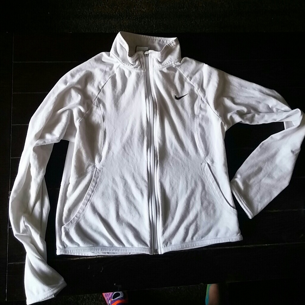 White full zip nike warm up jacket