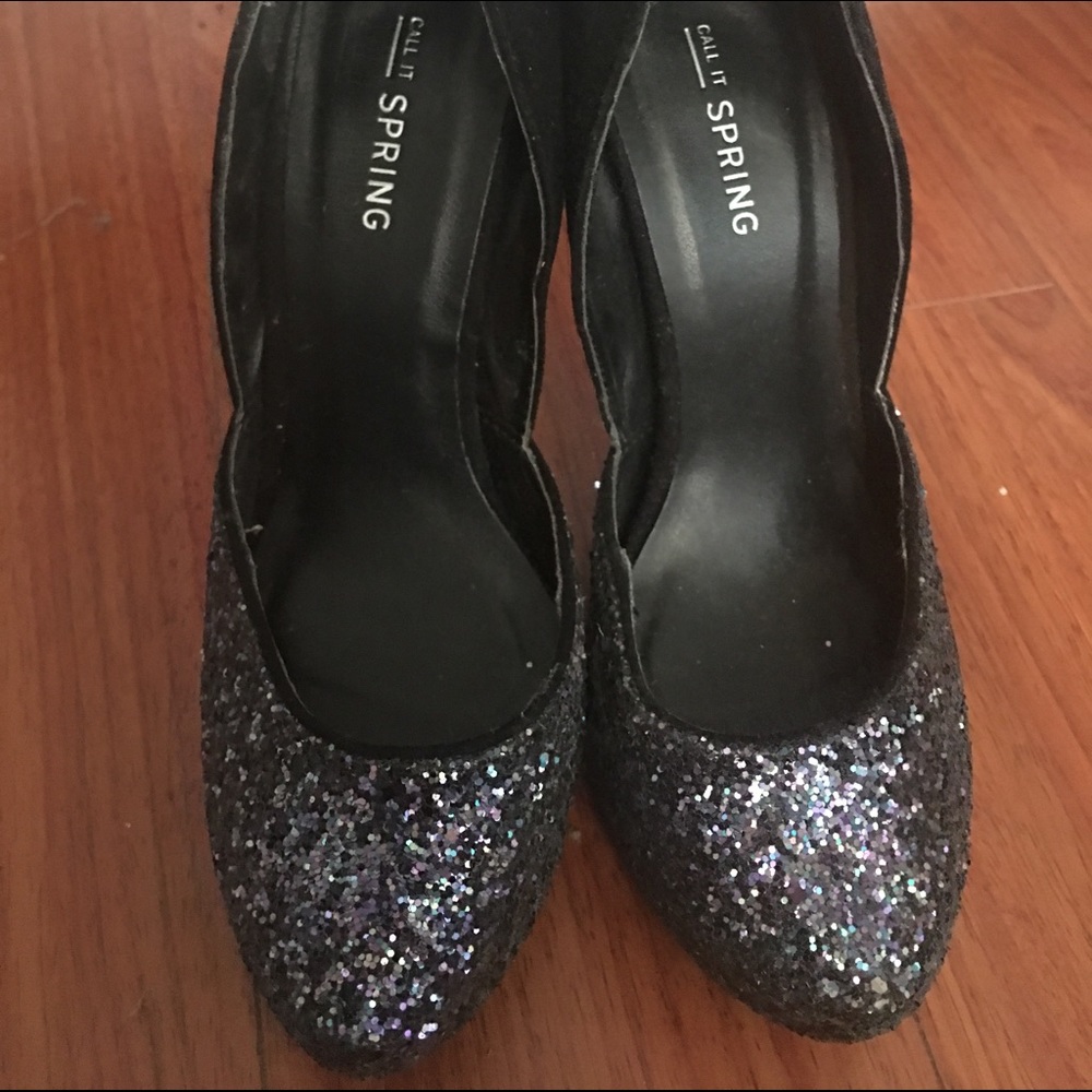 Cute High Glitter Blue Heels