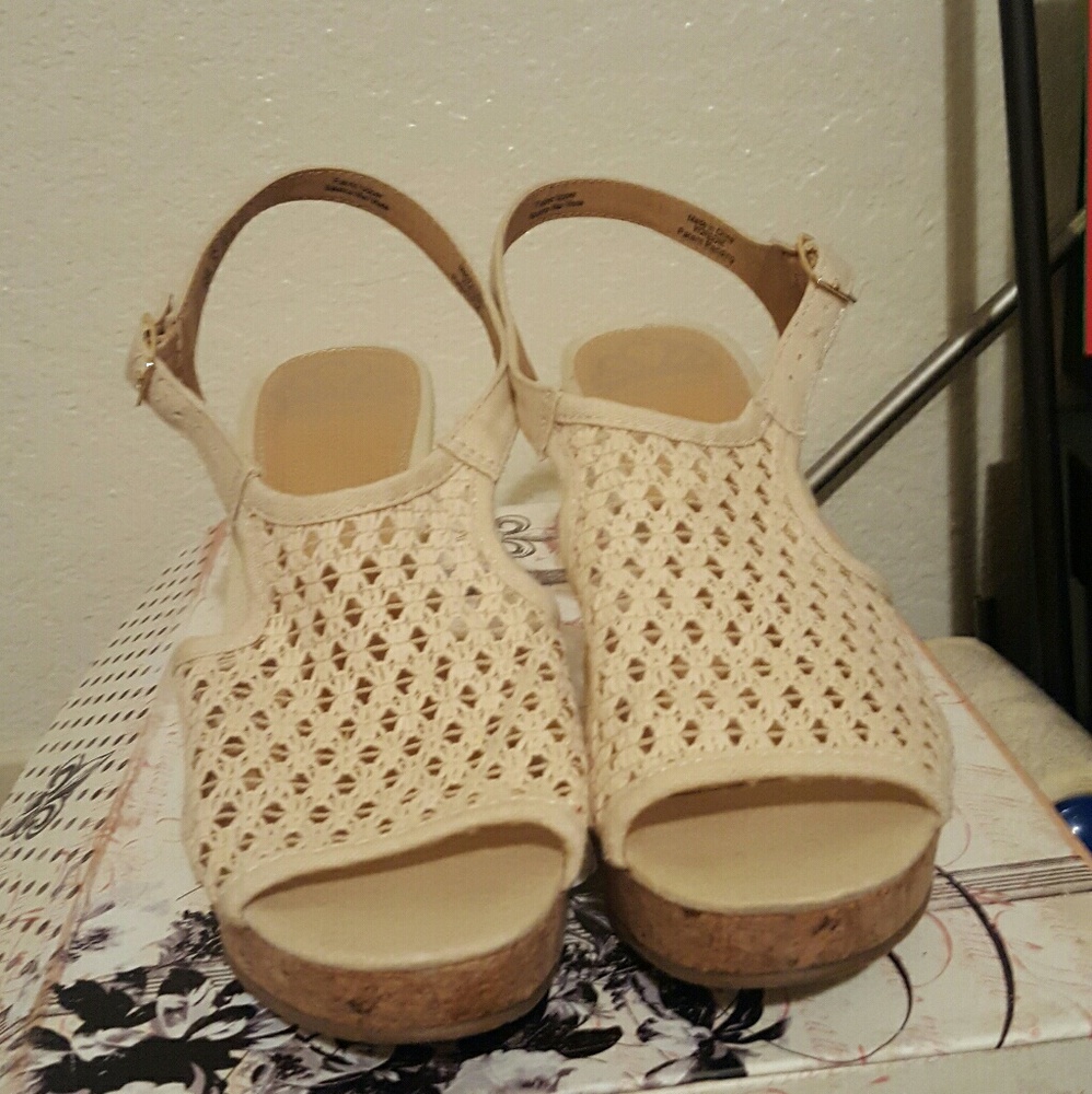 Lovely cream woven wedges.....never been worn