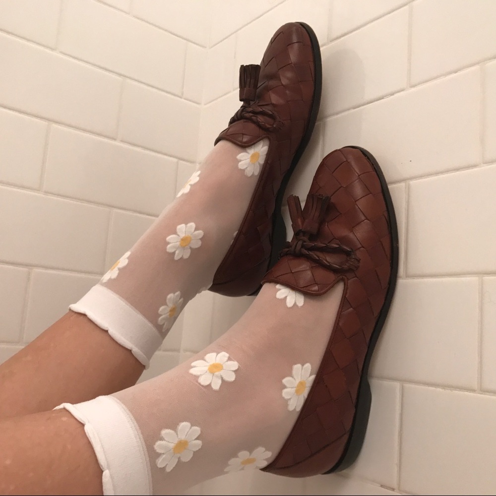 Vintage brown woven leather Cole Haan loafers
