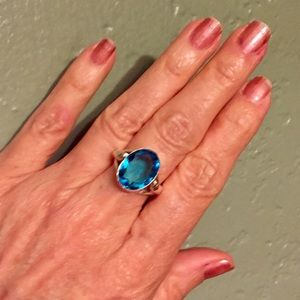 💠5 CTS FLAWLESS BLUE TOPAZ RING•925 STERLING 💠