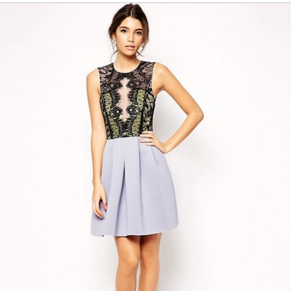 Never worn ASOS Skater Dress with Lace Top
