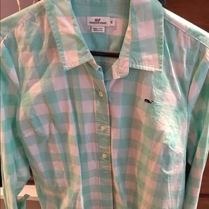 100% cotton shirt for spring, light green & white