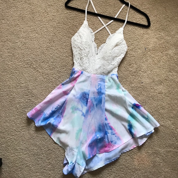 LF Other - New!! Crochet detail open back romper
