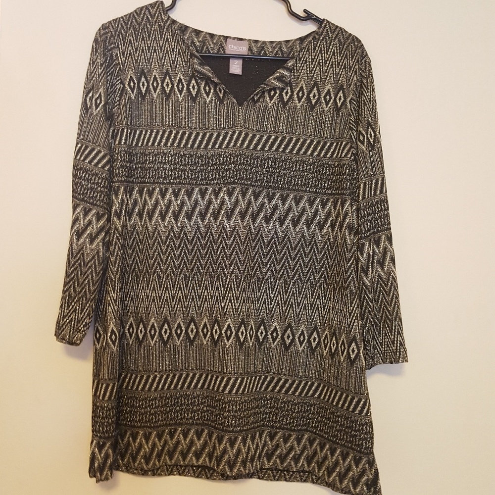 Chico's size 2 gold and black beautiful tunic