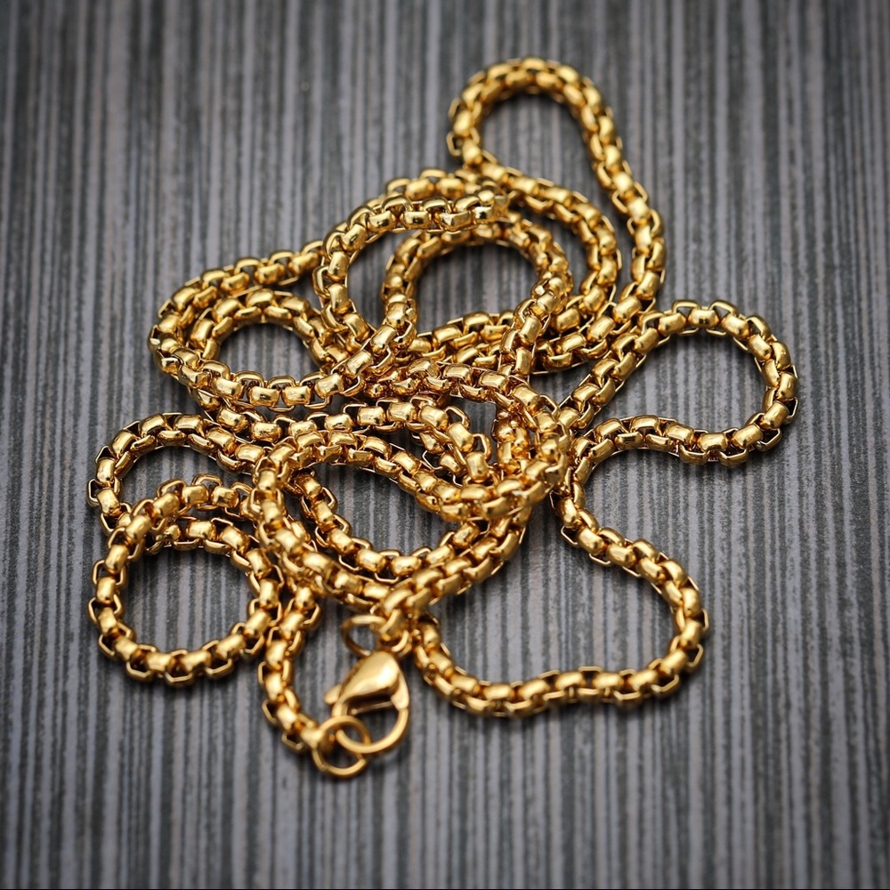 18k Gold Pearl Box Chain 24,26 Inches
