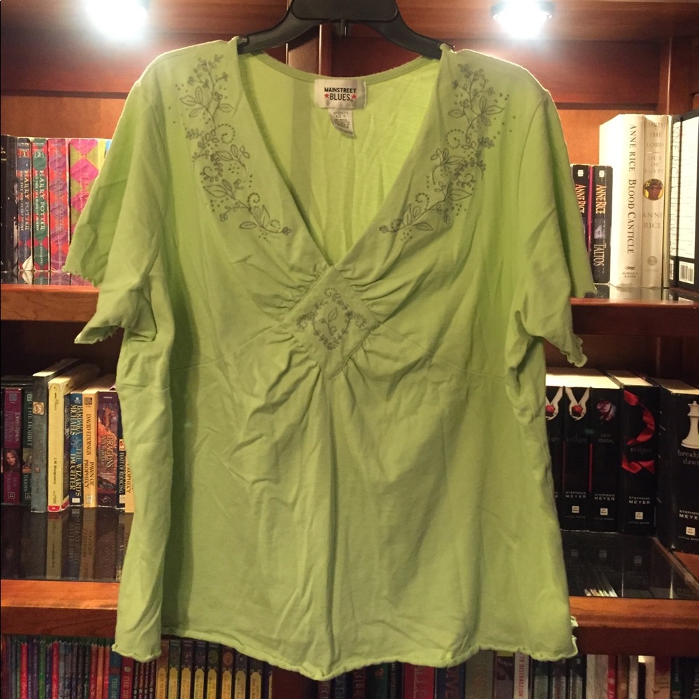 Green Embroidered Blouse size 1X