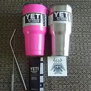 Two Yeti's Pink & Stainless steel. 30 oz each