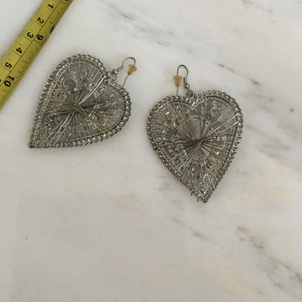Silver Artistic Heart Earrings