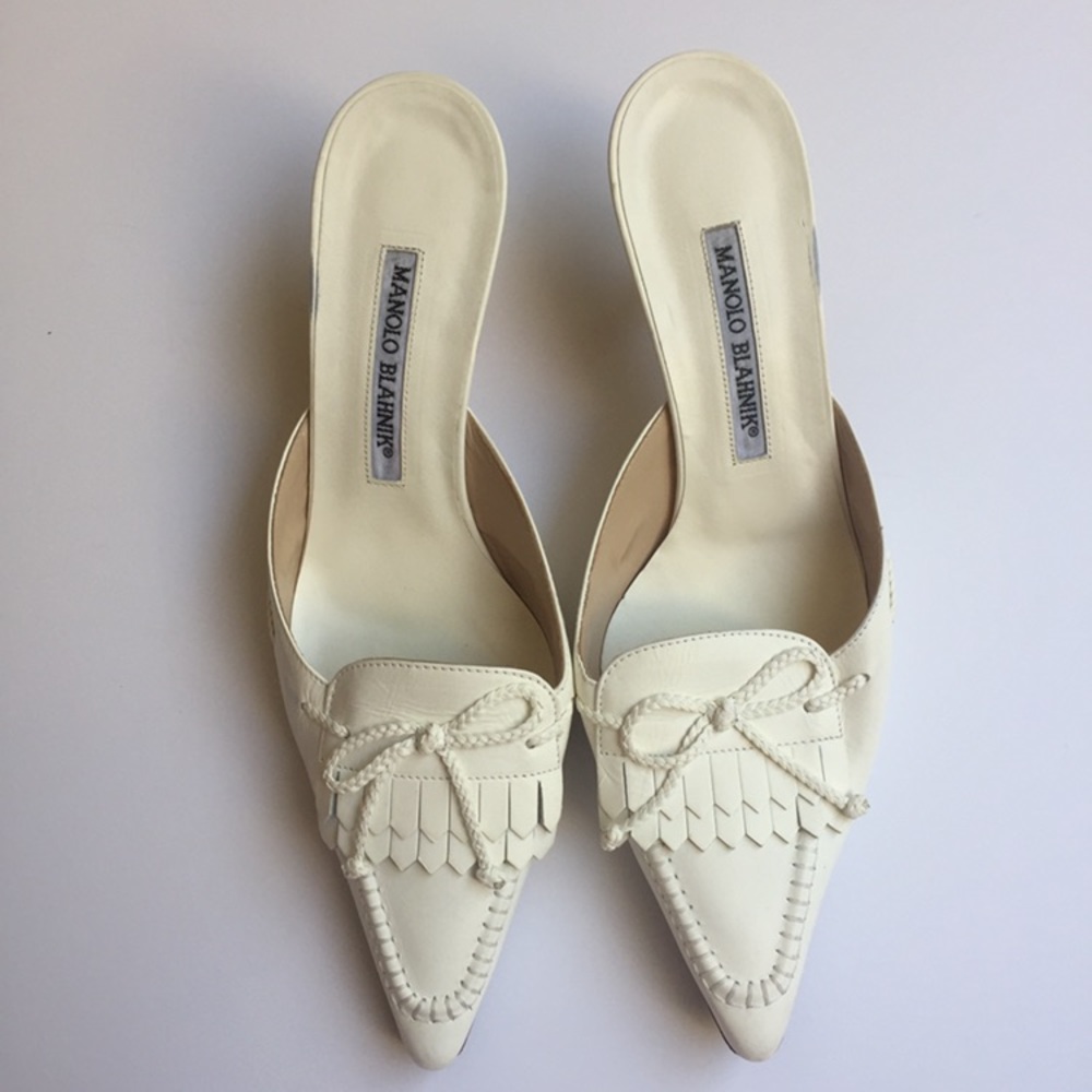 Manolo Blahnik White Mule