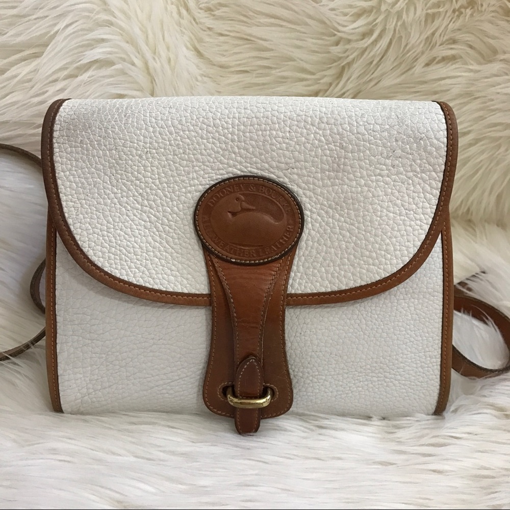 Vintage Dooney & Bourke White Pebbled Crossbody