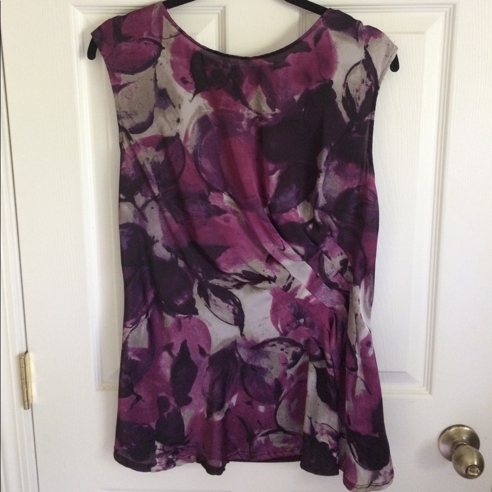 Gathered waist purple silky top
