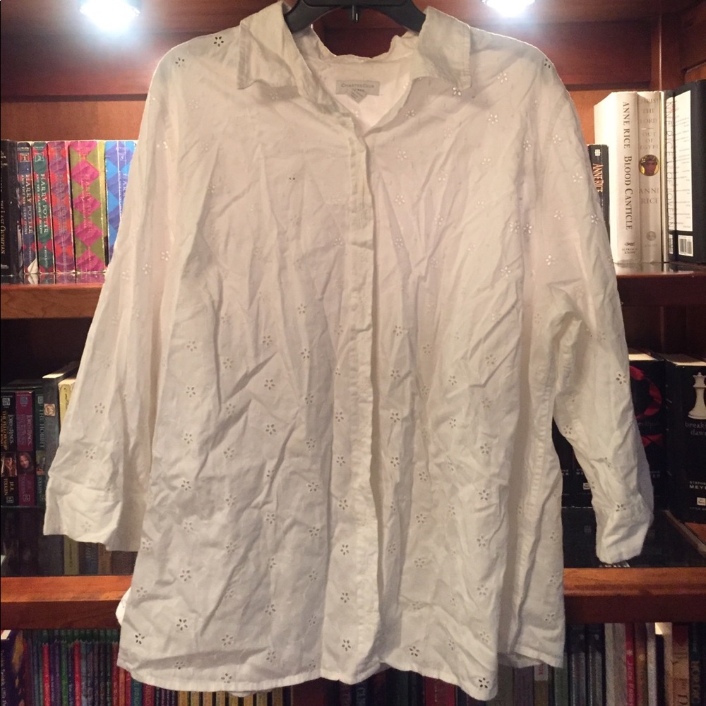White Eyelet Button Up Top size 22W