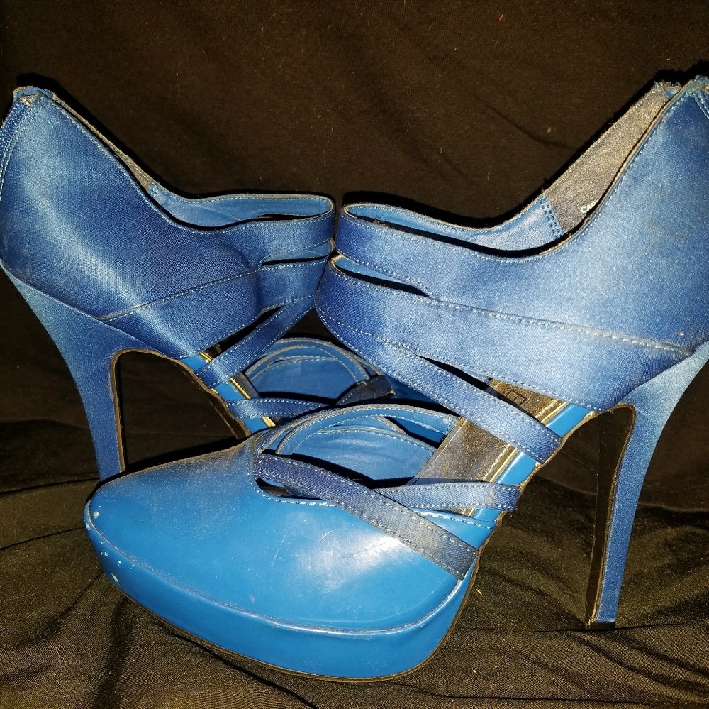 Royal Blue Cage Heels