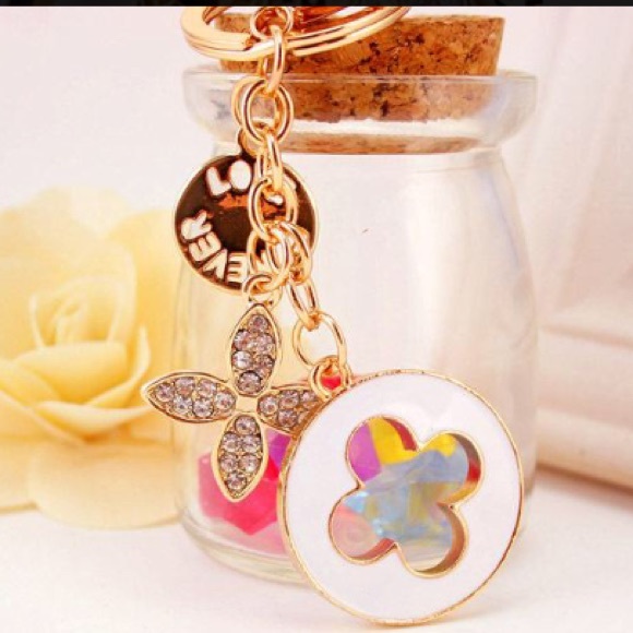 Bag charm clover rhinestones alloy - Picture 2 of 5