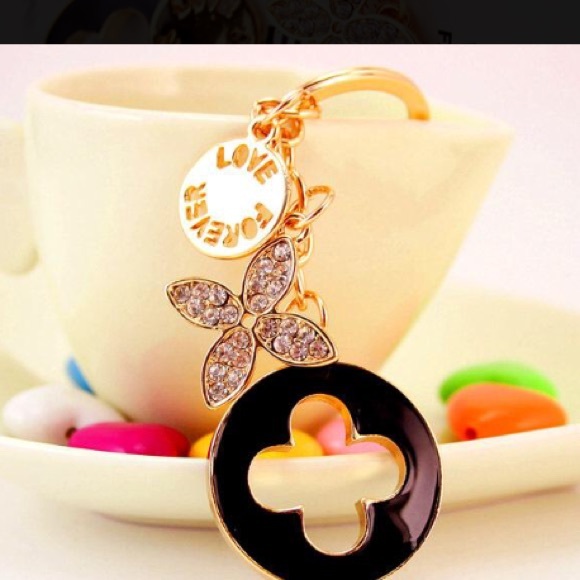 Bag charm clover rhinestones alloy - Picture 4 of 5