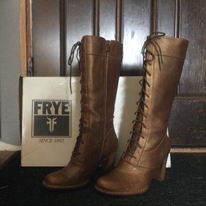Frye Villager Lace up boots in antique gold