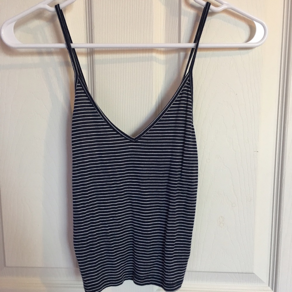 Brandy Melville Striped V Neck Tank Crop Top
