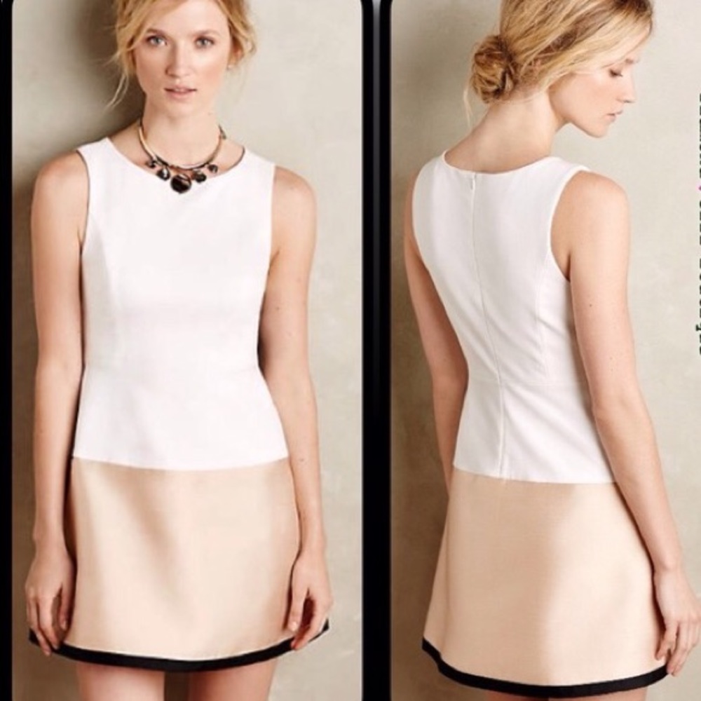 NWT Anthropologie Gold Dipped Fit & Flare Dress