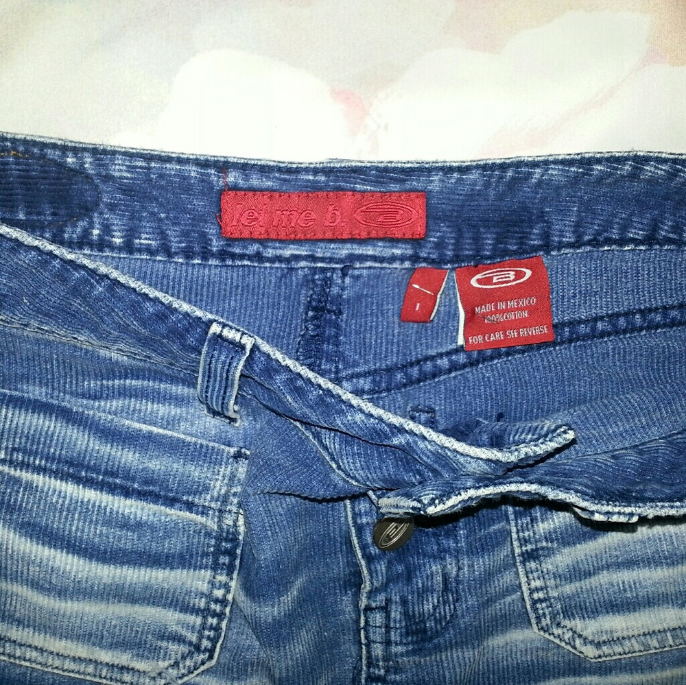 90s Bongo Blue Corduroy Knee Length Denim Skirt - Picture 3 of 3