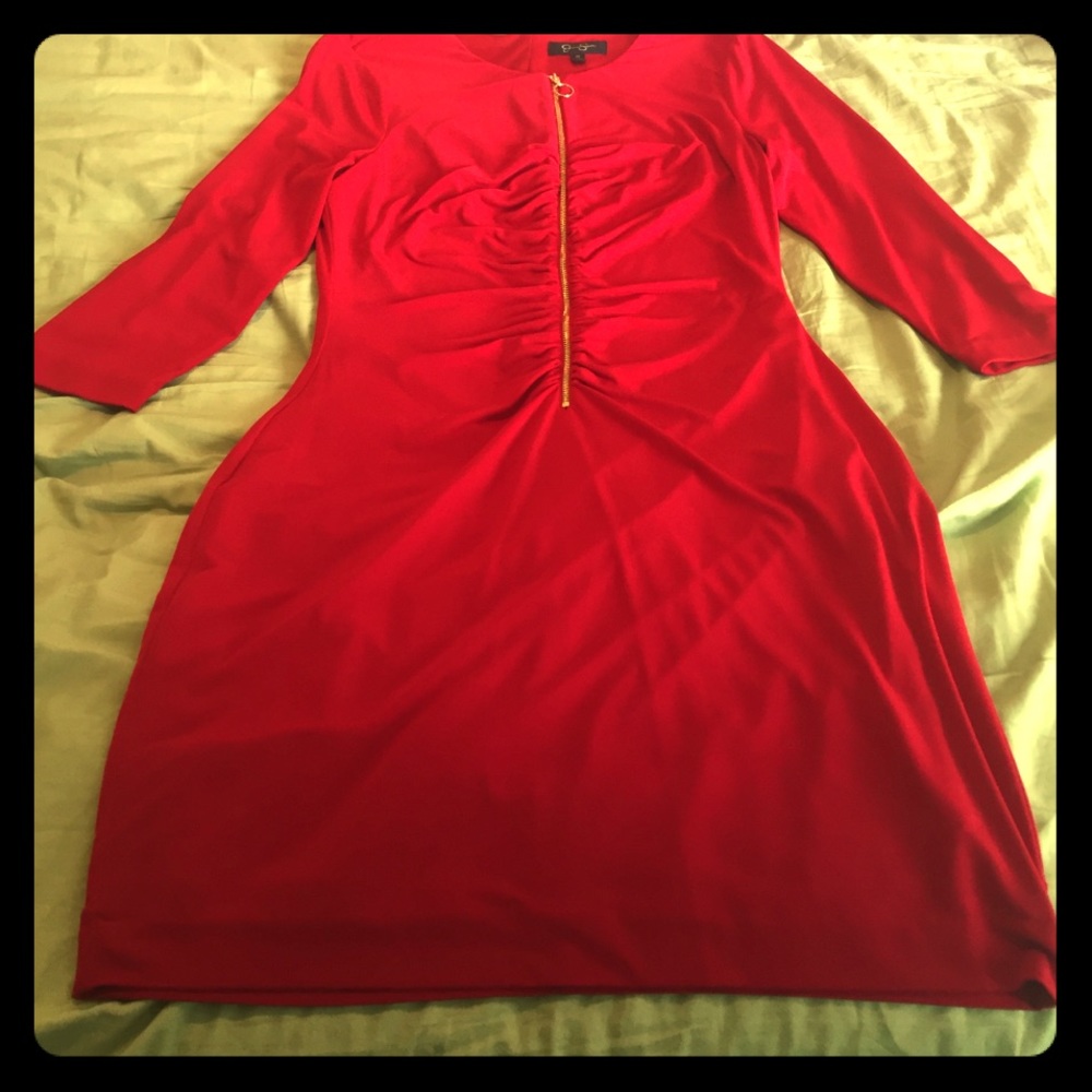 Sexy red Jessica Simpson dress w/ gold front zip