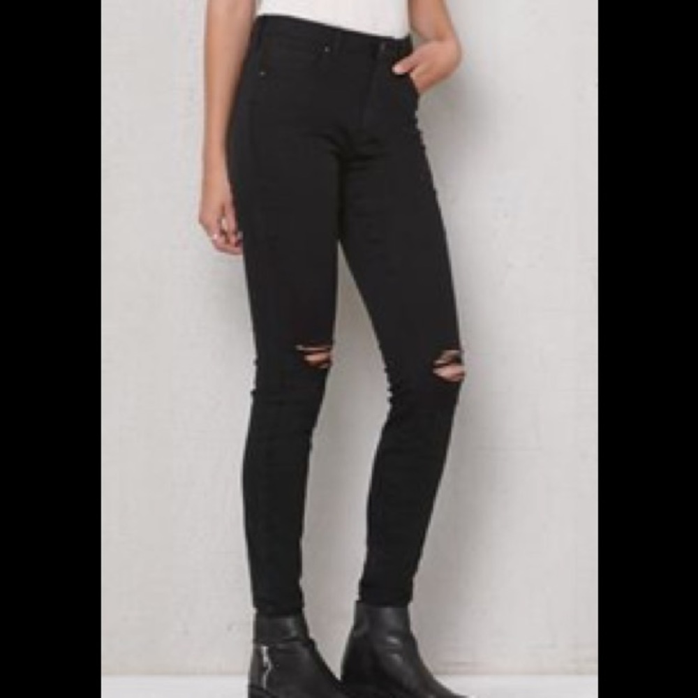 PacSun Black Ripped High Rise Skinny Jeans Sz 25