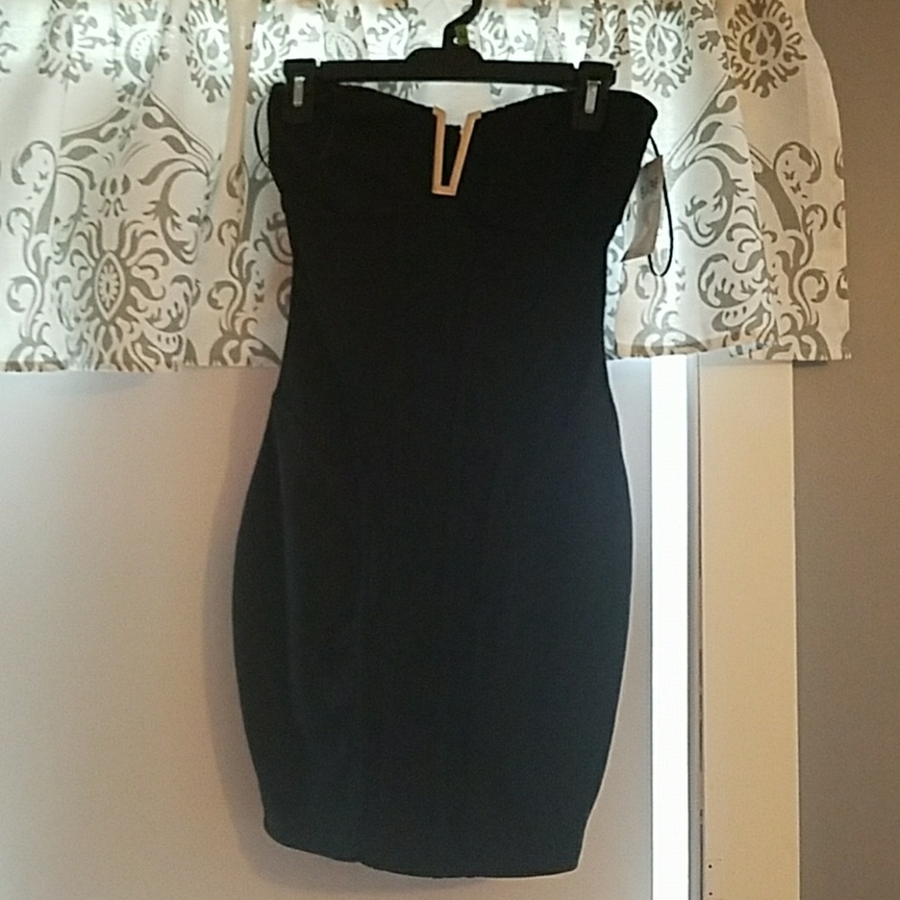 Black BABE strapless dress