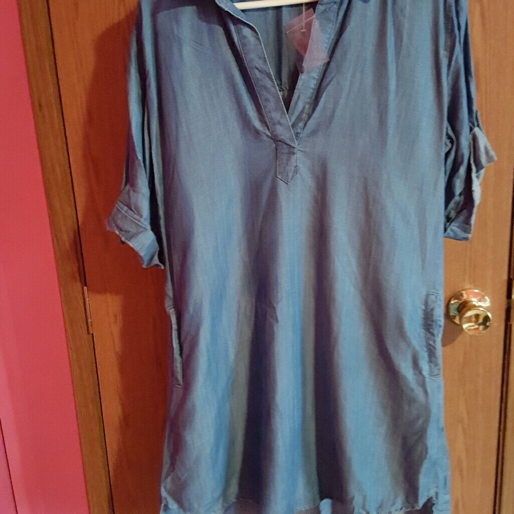 Denim high low dress