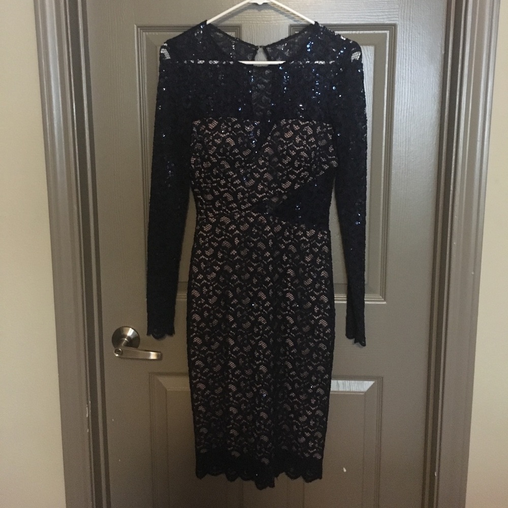 Betsy & Adam Navy Blue Sheath Cocktail Dress